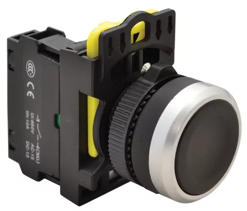 Tracon NYG3-BK Egyszerű nyomógomb, fekete 1×NO, 5A/230V AC-15, IP65
