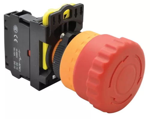 Tracon NYG3-ETR, Vészgomb, reteszelt, piros 1×NC, 5A/230V AC-15, 40mm, IP65