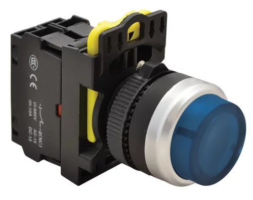Tracon NYG3-HLB Világító nyomógomb, kiálló, kék 1×NO, 5A/230V AC-15, IP65, LED 230V AC/DC