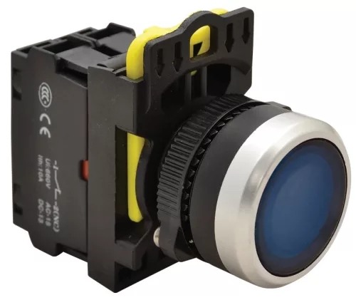 Tracon NYG3-LB Világító nyomógomb, kék 1×NO, 5A/230V AC-15, IP65, LED 230V AC/DC