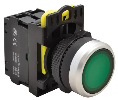 Tracon NYG3-LG Világító nyomógomb, zöld 1×NO, 5A/230V AC-15, IP65, LED 230V AC/DC