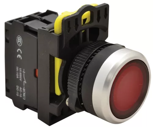 Tracon NYG3-LR Világító nyomógomb, piros 1×NC, 5A/230V AC-15, IP65, LED 230V AC/DC