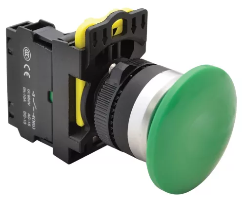 Tracon NYG3-MG Gombafejű nyomógomb, zöld 1×NO, 5A/230V AC-15, 40mm, IP65