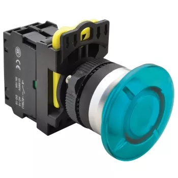   Tracon NYG3-MLB Gombafejű világító nyomógomb,kék 1×NO, 5A/230V AC-15, IP65, 40mm, LED 230V AC/DC