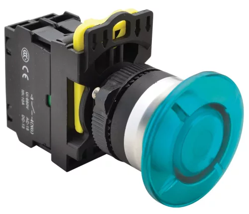 Tracon NYG3-MLB Gombafejű világító nyomógomb,kék 1×NO, 5A/230V AC-15, IP65, 40mm, LED 230V AC/DC