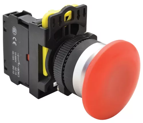 Tracon NYG3-MR Gombafejű nyomógomb, piros 1×NC, 5A/230V AC-15, 40mm, IP65
