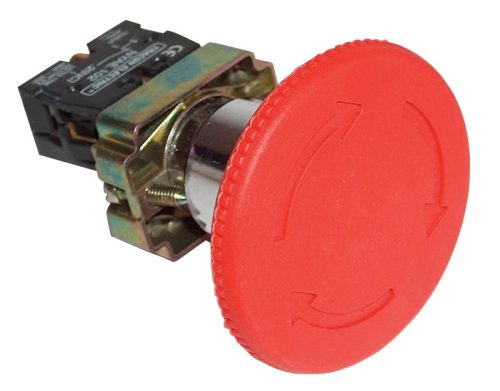 Tracon NYG542P40 Reteszelt gombafejű vészgomb, fémalap, piros, elfordítással 1×NC, 3A/400V AC, IP42, d=40mm