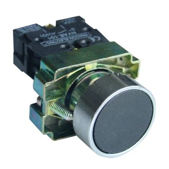   Tracon NYGBA21T Tokozott egyszerű nyomógomb, fémalapra szerelt, fekete 1×NO, 3A/240V AC, IP44