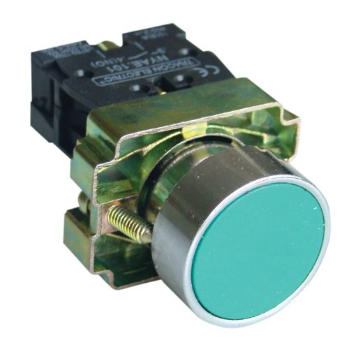 Tracon NYGBA31Z Egyszerű nyomógomb, fémalapra szerelt, zöld 1×NO, 3A/240V AC, IP42