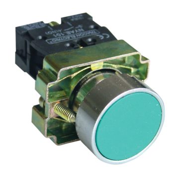   Tracon NYGBA31ZT Tokozott egyszerű nyomógomb, fémalapra szerelt, zöld 1×NO, 3A/240V AC, IP44