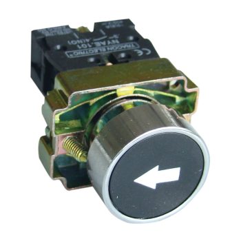   Tracon NYGBA3351T Tokozott jelölt nyomógomb, fémalap, fekete, (fehér nyíl) 1×NO, 3A/240V AC, IP44