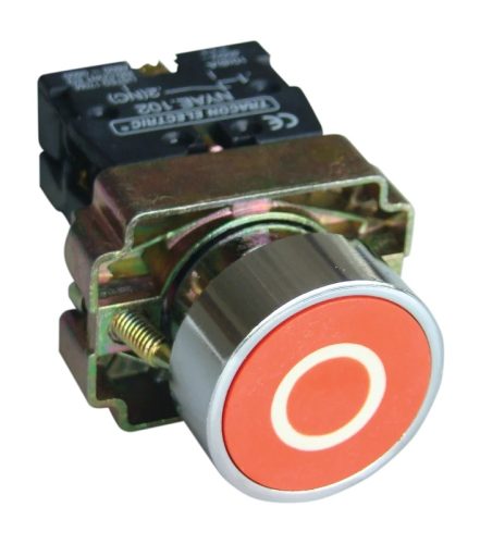 Tracon NYGBA4222PT Tokozott jelölt nyomógomb, fémalapra szer., piros, (fehér 0) 1×NC, 3A/240V AC, IP44