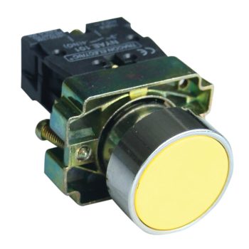   Tracon NYGBA51ST Tokozott egyszerű nyomógomb, fémalapra szerelt, sárga 1×NO, 3A/240V AC, IP44