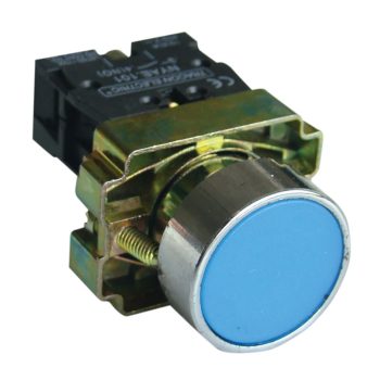   Tracon NYGBA61KT Tokozott egyszerű nyomógomb, fémalapra szerelt, kék 1×NO, 3A/240V AC, IP44