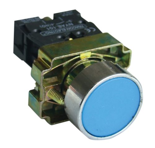 Tracon NYGBA61KT Tokozott egyszerű nyomógomb, fémalapra szerelt, kék 1×NO, 3A/240V AC, IP44