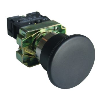   Tracon NYGBC21 Gombafejű nyomógomb, fémalapra szerelt, fekete 1×NO, 3A/400V AC, IP42, d=40mm