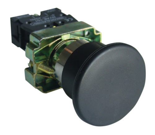 Tracon NYGBC21 Gombafejű nyomógomb, fémalapra szerelt, fekete 1×NO, 3A/400V AC, IP42, d=40mm