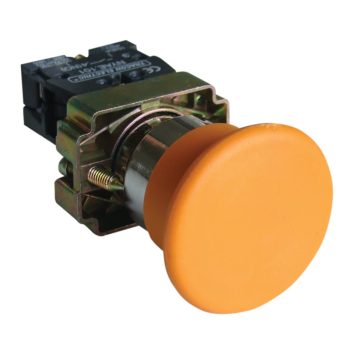   Tracon NYGBC51ST Tokozott gombafejű nyomógomb, fémalapra szerelt, sárga 1×NO, 3A/400V AC, IP44, d=40mm