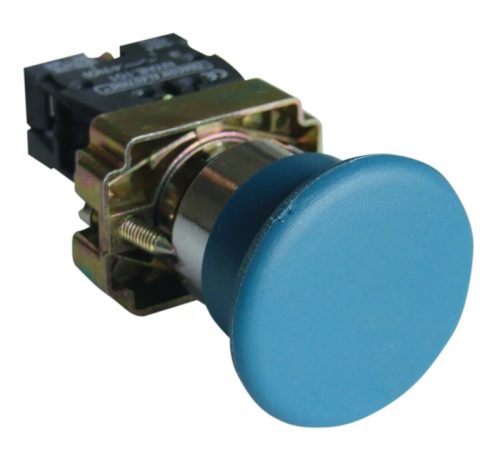 Tracon NYGBC61KT Tokozott gombafejű nyomógomb, fémalapra szerelt, kék 1×NO, 3A/400V AC, IP44, d=40mm
