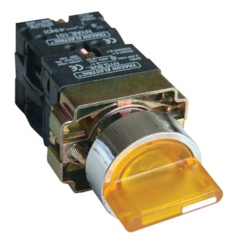  Tracon NYGBK3565S Világítókaros kapcsoló, fémalap, sárga, LED, 3állású,izzó n. 1×NC+1×NO, 3A/400V AC, IP42