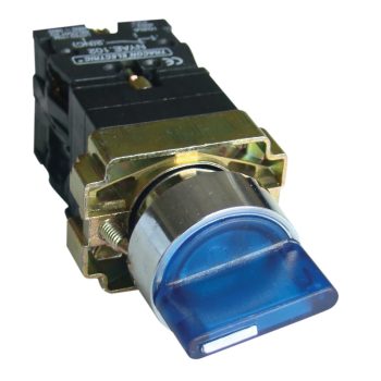   Tracon NYGBK3665K Világítókaros kapcsoló, fémalap, kék, LED, 3állású, izzó n. 1×NC+1×NO, 3A/400V AC, IP42