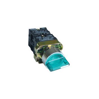   Tracon NYGBK5365ZT Tok.világítókaros kapcsoló, zöld, LED, 3állás,rugóv.,izzó n. 1×NC+1×NO, 3A/400V AC, IP44