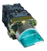 Tracon NYGBK5365ZT Tok.világítókaros kapcsoló, zöld, LED, 3állás,rugóv.,izzó n. 1×NC+1×NO, 3A/400V AC, IP44
