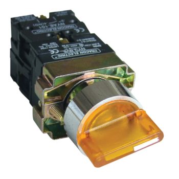   Tracon NYGBK5565S Világítókaros kapcsoló, sárga, LED, 3állás, rugóv. izzó n. 1×NC+1×NO, 3A/400V AC, IP42
