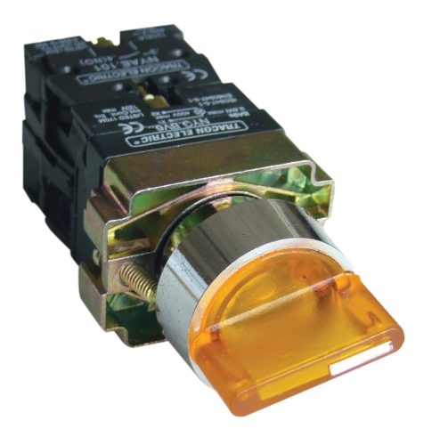 Tracon NYGBK5565S Világítókaros kapcsoló, sárga, LED, 3állás, rugóv. izzó n. 1×NC+1×NO, 3A/400V AC, IP42