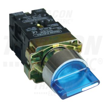   Tracon NYGBK5665K Világítókaros kapcsoló, kék, LED, 3állás, rugóv. izzó nélk. 1×NC+1×NO, 3A/400V AC, IP42