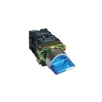   Tracon NYGBK5665KT Tok.világítókaros kapcsoló, kék, LED, 3állás, rugóv. izzó n. 1×NC+1×NO, 3A/400V AC, IP44