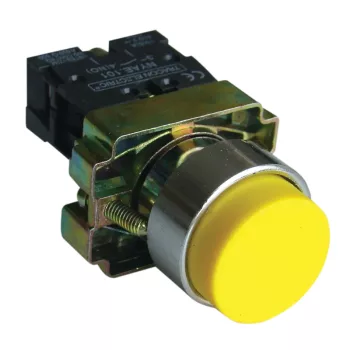   Tracon NYGBL51S Kiálló nyomógomb, fémalapra szerelt, sárga 1×NO, 3A/240V AC, IP42