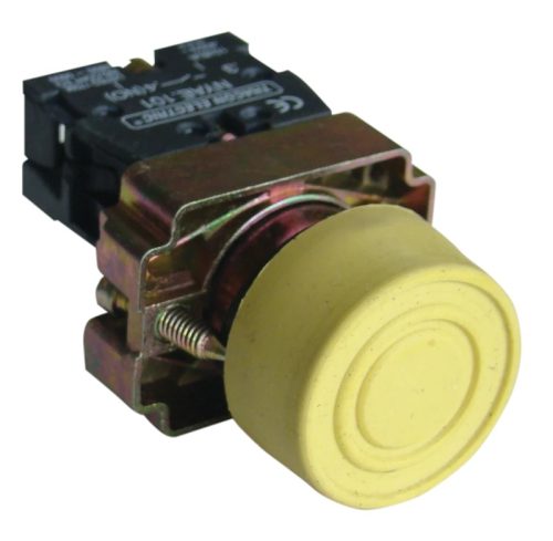 Tracon NYGBP51S Gumiburkolatos nyomógomb, fémalapra szerelt, sárga 1×NO, 3A/240V AC, IP55