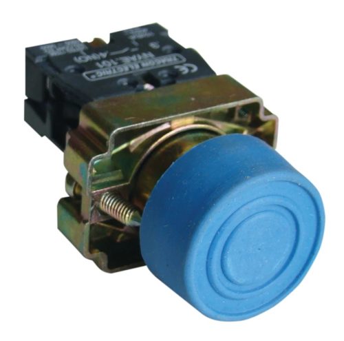 Tracon NYGBP61KT Tokozott gumiburkolatos nyomógomb, fémalapra szerelt, kék 1×NO, 3A/240V AC, IP44