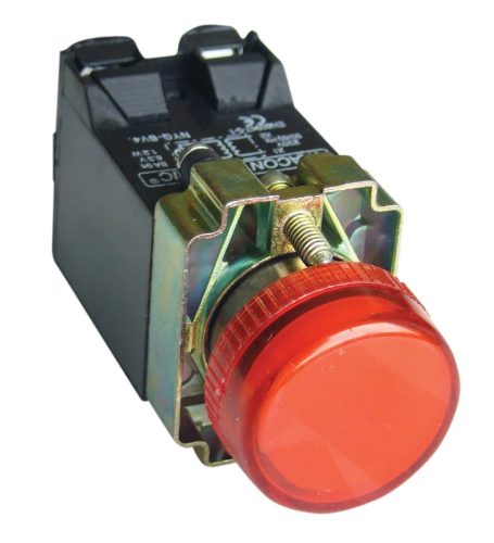 Tracon NYGBV44P Jelzőlámpa, fémalap, piros, trafóval, izzó nélkül 3A/230V AC, IP42, NYGI6