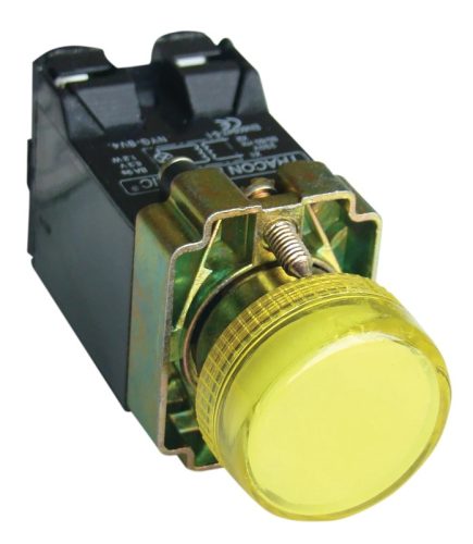 Tracon NYGBV45S Jelzőlámpa, fémalap, sárga, trafóval, izzó nélkül 3A/230V AC, IP42, NYGI6