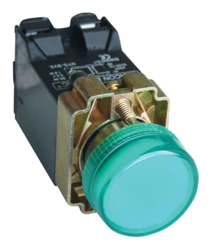 Tracon NYGBV53Z Jelzőlámpa, fémalap, zöld, trafóval, izzó nélkül 3A/400V AC, IP42, NYGI6