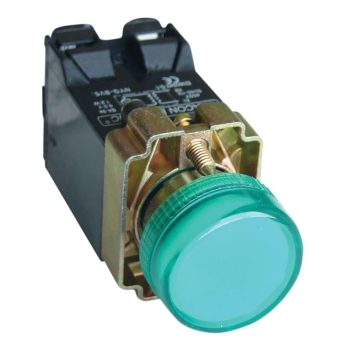   Tracon NYGBV53ZT Tokozott jelzőlámpa, fémalap, zöld, trafóval, izzó nélk. 3A/400V AC, IP44, NYGI6