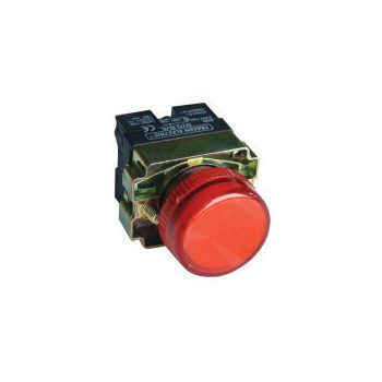   Tracon NYGBV64PT Tokozott jelzőlámpa, fémalapra szerelt, piros, izzó nélkül 3A/400V AC, IP44, NYGI230