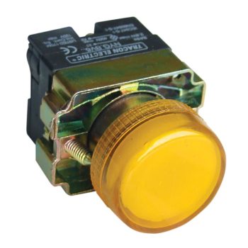   Tracon NYGBV65ST Tokozott jelzőlámpa, fémalapra szerelt, sárga, izzó nélkül 3A/400V AC, IP44, NYGI230