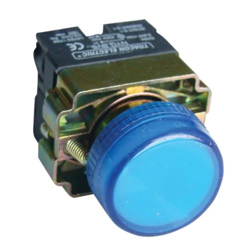 Tracon NYGBV66KT Tokozott jelzőlámpa, fémalapra szerelt, kék, izzó nélkül 3A/400V AC, IP44, NYGI230