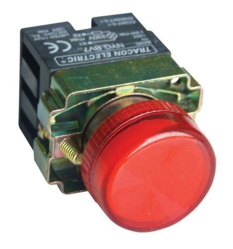 Tracon NYGBV74P Jelzőlámpa, fémalapra szerelt,piros, előtéttel, izzó nélkül 3A/230V AC, IP42, NYGI130