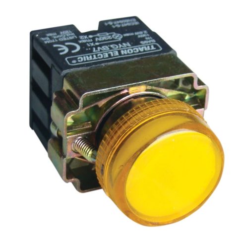 Tracon NYGBV75S Jelzőlámpa, fémalapra szerelt,sárga, előtéttel, izzó nélkül 3A/230V AC, IP42, NYGI130