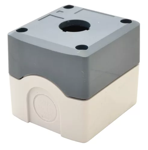 Tracon NYGD-1GR Összeállított tokozat nyomógombokhoz, szürke, 1-es d=22,5, IP65, 2×PG-13,5