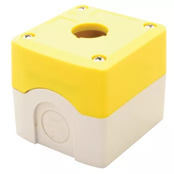   Tracon NYGD-1YE Összeállított tokozat nyomógombokhoz, sárga, 1-es d=22,5, IP65, 2×PG-13,5