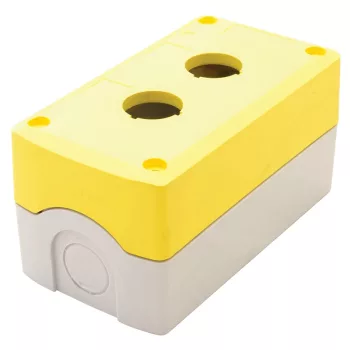   Tracon NYGD-2YE Összeállított tokozat nyomógombokhoz, sárga, 2-es d=22,5, IP65, 2×PG-13,5