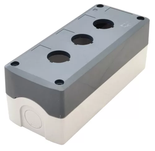 Tracon NYGD-3GR Összeállított tokozat nyomógombokhoz, szürke, 3-es d=22,5, IP65, 2×PG-13,5
