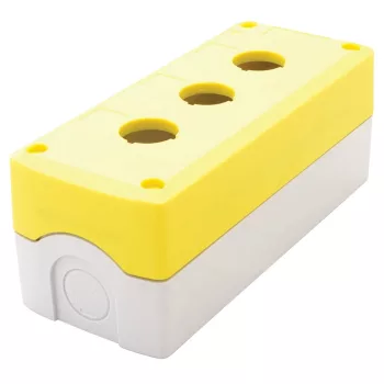   Tracon NYGD-3YE Összeállított tokozat nyomógombokhoz, sárga, 3-es d=22,5, IP65, 2×PG-13,5