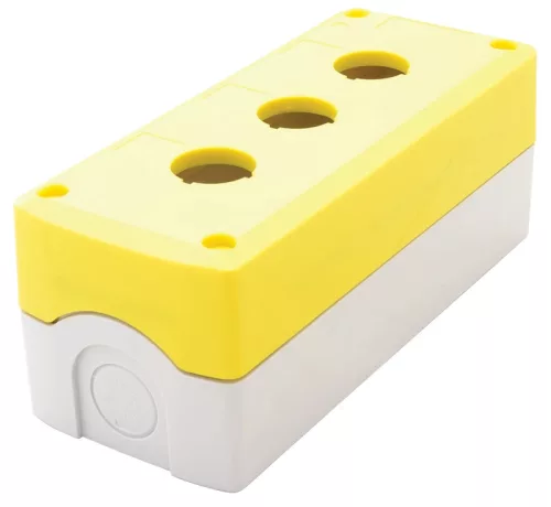 Tracon NYGD-3YE Összeállított tokozat nyomógombokhoz, sárga, 3-es d=22,5, IP65, 2×PG-13,5