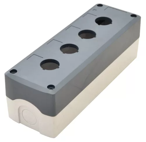 Tracon NYGD-4GR Összeállított tokozat nyomógombokhoz, szürke, 4-es d=22,5, IP65, 2×PG-13,5